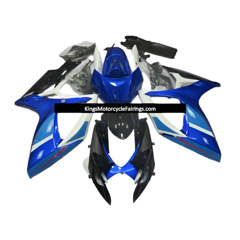Suzuki GSXR600 (2006-2007) Black, Blue, White, Light Blue Fairings No Seat Cowl No Bolt Kit No Tank