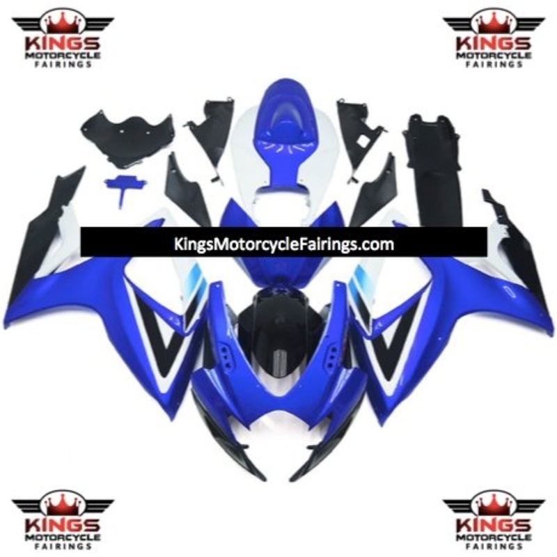 Suzuki GSXR600 (2006-2007) Blue, White, Black Fairings No Seat Cowl No Bolt Kit No Tank