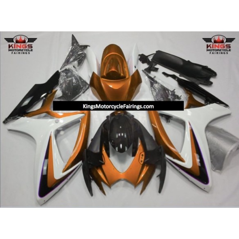 Suzuki GSXR600 (2006-2007) Copper Orange, White & Black Fairings No Seat Cowl No Bolt Kit No Tank