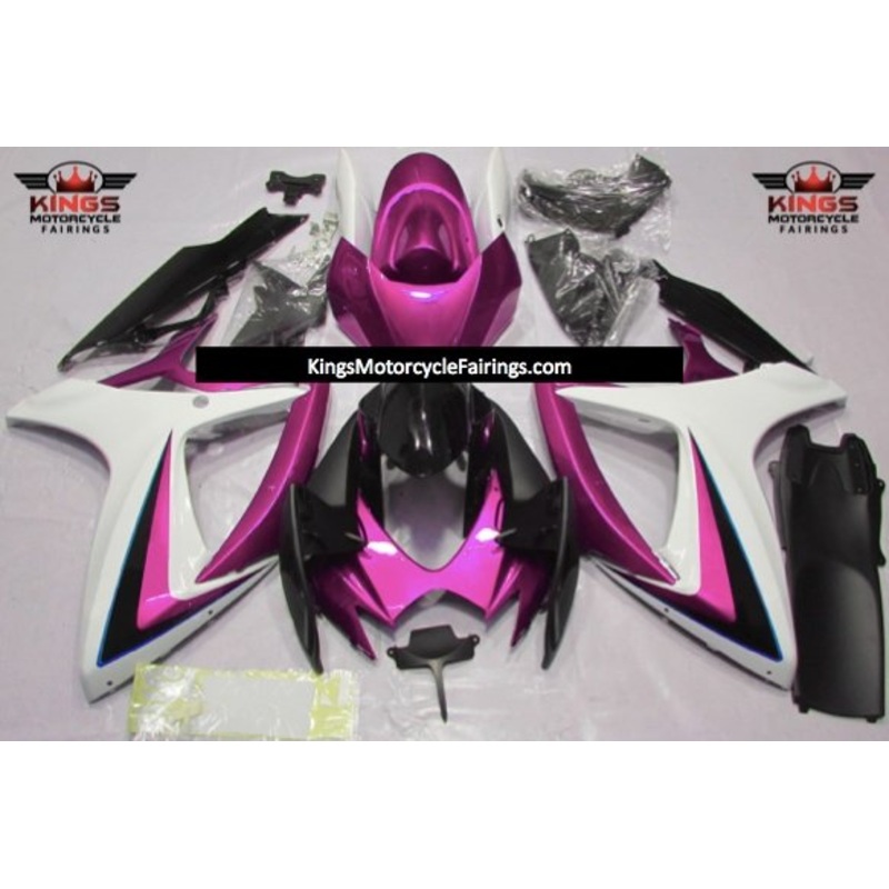Suzuki GSXR600 (2006-2007) Pink, White & Black Fairings No Seat Cowl No Bolt Kit No Tank