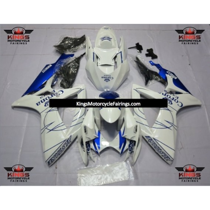 Suzuki GSXR600 (2006-2007) White, Blue Corona Fairings No Seat Cowl No Bolt Kit No Tank