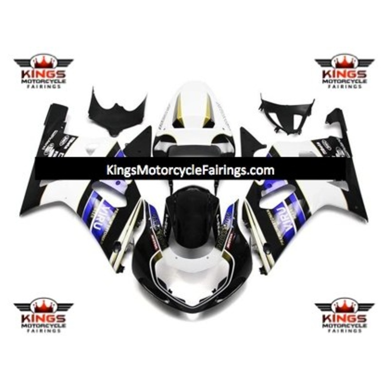 Suzuki GSXR750 (2000-2003) Black, White & Blue Viru Fairings No Seat Cowl No Bolt Kit No Tank