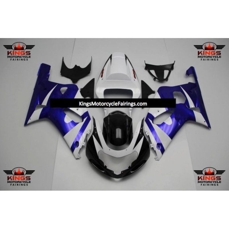 Suzuki GSXR750 (2000-2003) White, Black & Blue Fairings No Seat Cowl No Bolt Kit No Tank