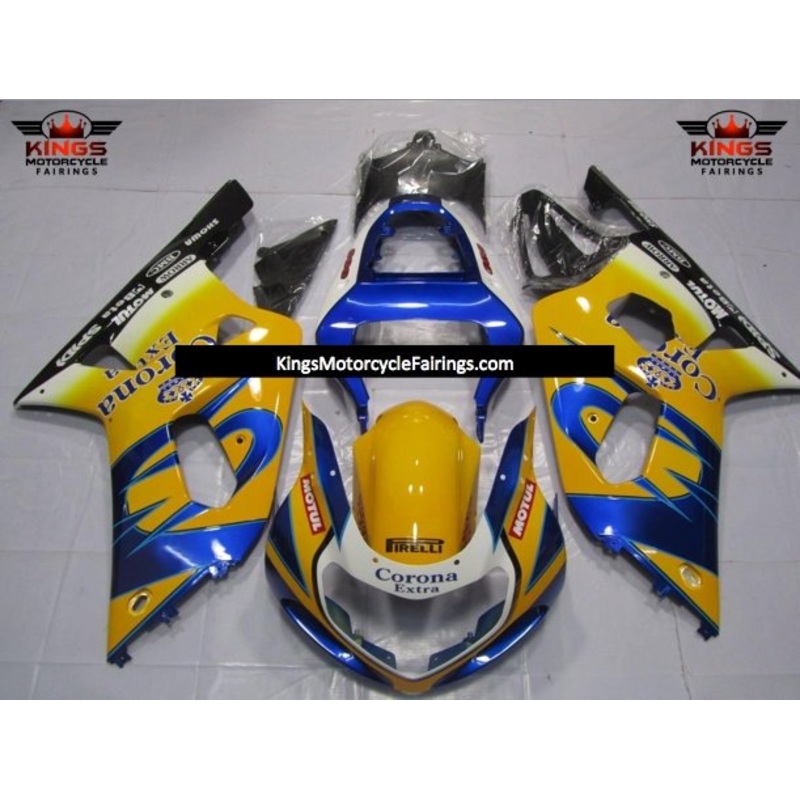 Suzuki GSXR750 (2000-2003) Yellow, Blue Tribal Corona Fairings No Seat Cowl No Bolt Kit No Tank