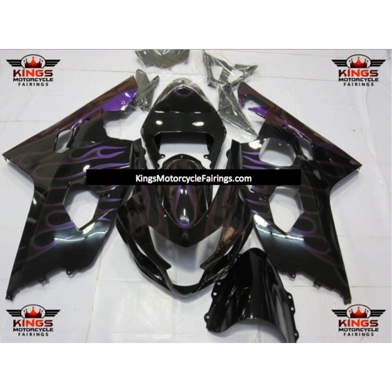 Suzuki GSXR750 (2004-2005) Black & Purple Flame Fairings No Seat Cowl No Bolt Kit No Tank