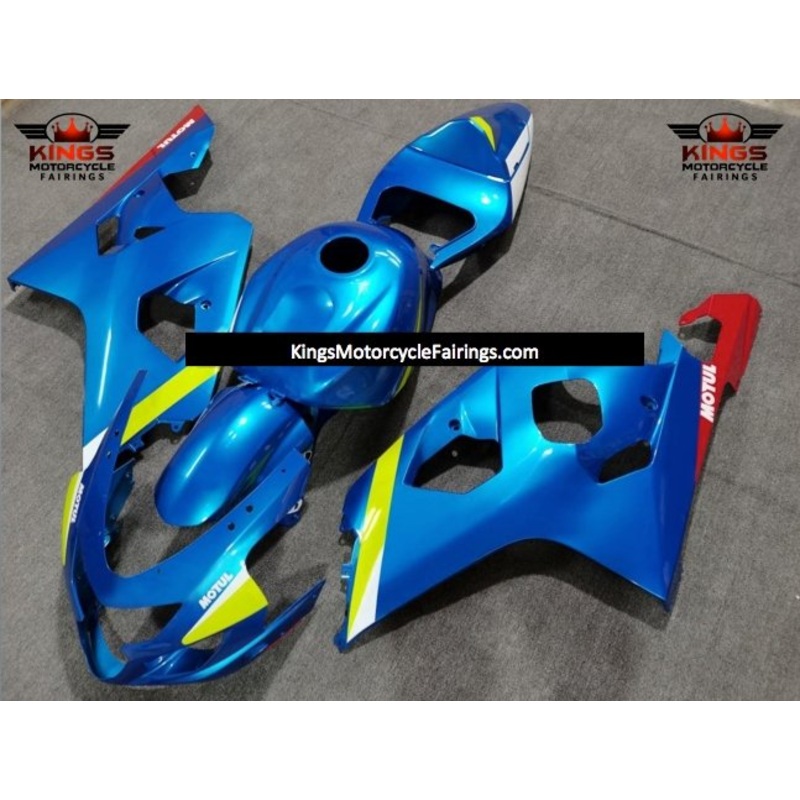 Suzuki GSXR750 (2004-2005) Blue, Neon Yellow, White & Red Motul Fairings No Seat Cowl No Bolt Kit No Tank