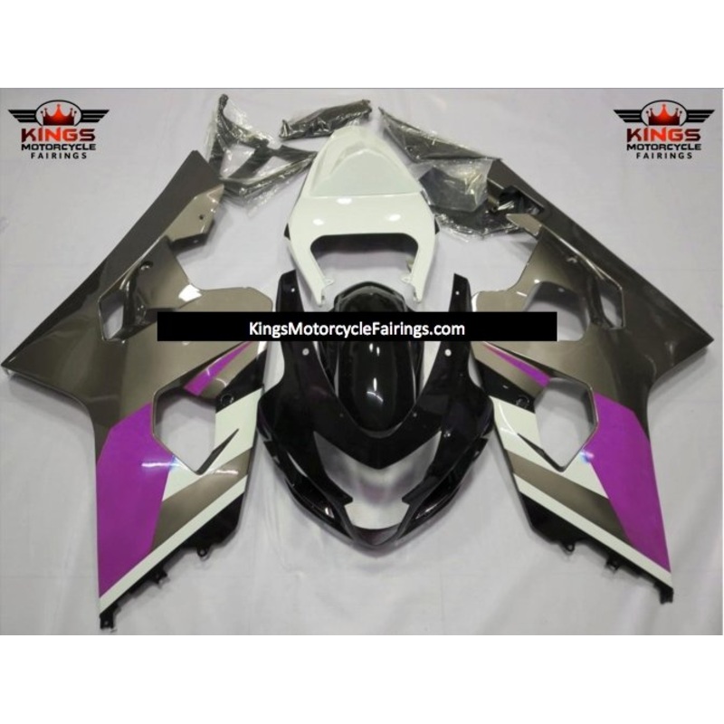 Suzuki GSXR750 (2004-2005) Gray, Black, White & Purple Fairings No Seat Cowl No Bolt Kit No Tank