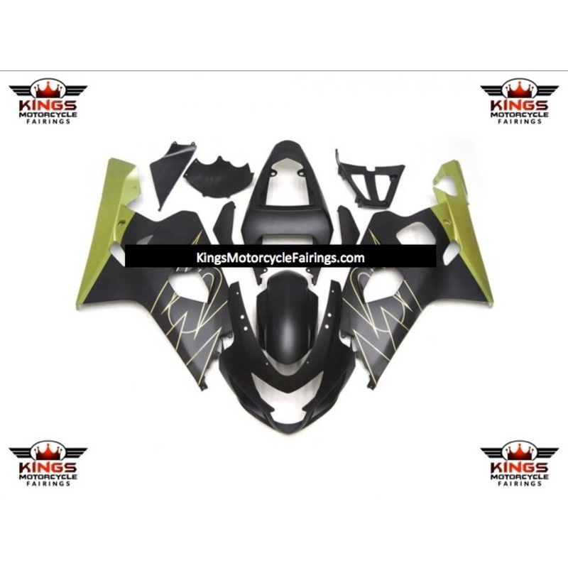 Suzuki GSXR750 (2004-2005) Matte Black, Gold Tribal Fairings No Seat Cowl No Bolt Kit No Tank