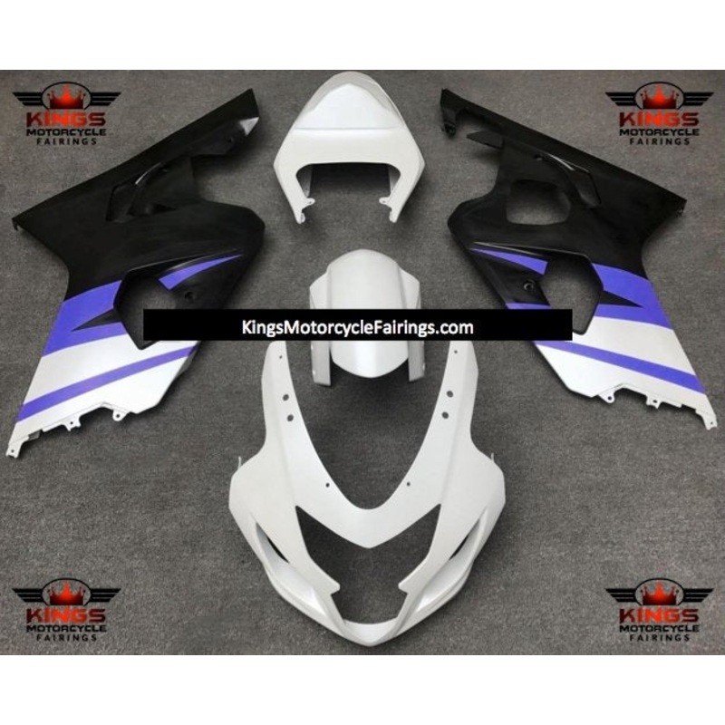 Suzuki GSXR750 (2004-2005) Matte White, Blue & Black Fairings No Seat Cowl No Bolt Kit No Tank