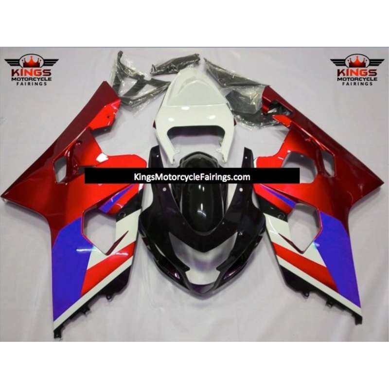 Suzuki GSXR750 (2004-2005) Red, Black, White & Blue Fairings No Seat Cowl No Bolt Kit No Tank