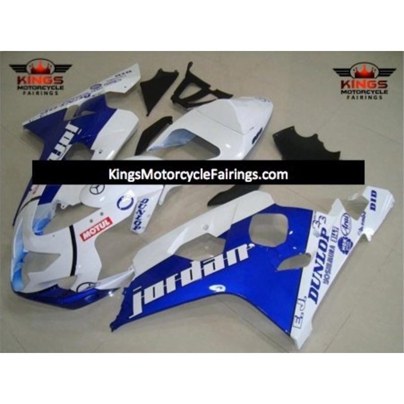 Suzuki GSXR750 (2004-2005) White & Blue Jordan Fairings No Seat Cowl No Bolt Kit No Tank