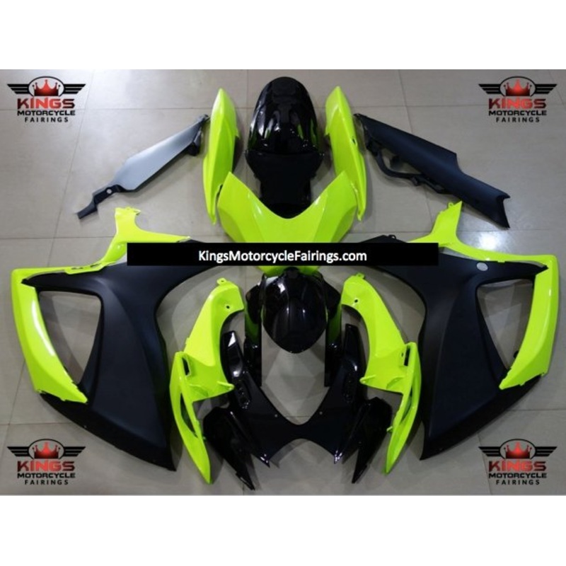 Suzuki GSXR750 (2006-2007) Neon Yellow, Matte Black & Gloss Black Fairings No Seat Cowl No Bolt Kit No Tank