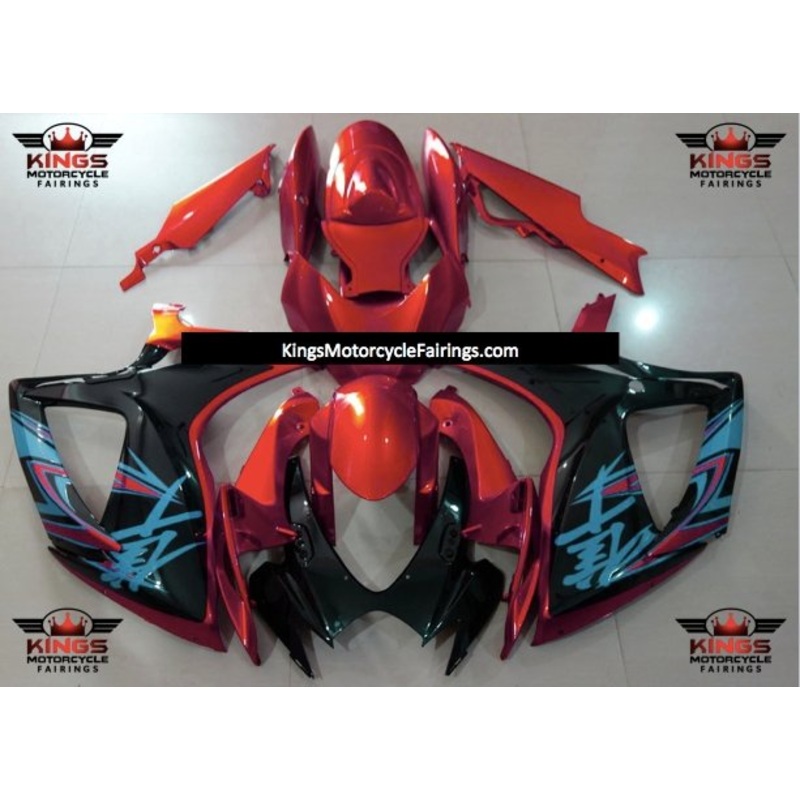 Suzuki GSXR750 (2006-2007) Red, Black & Turquoise Blue Fairings No Seat Cowl No Bolt Kit No Tank