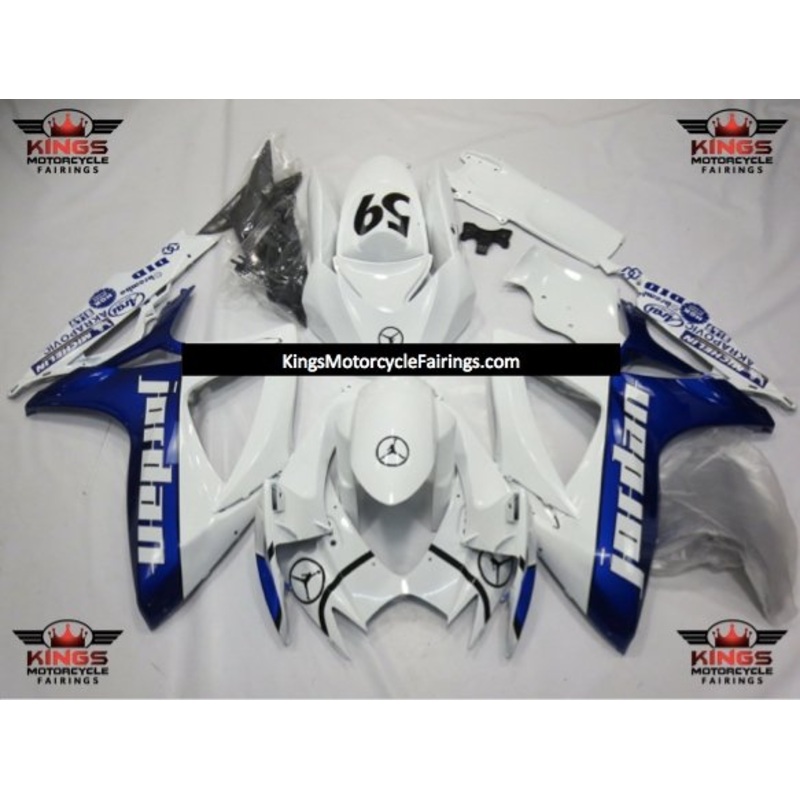 Suzuki GSXR750 (2006-2007) White & Blue Jordan 59 Fairings No Seat Cowl No Bolt Kit No Tank