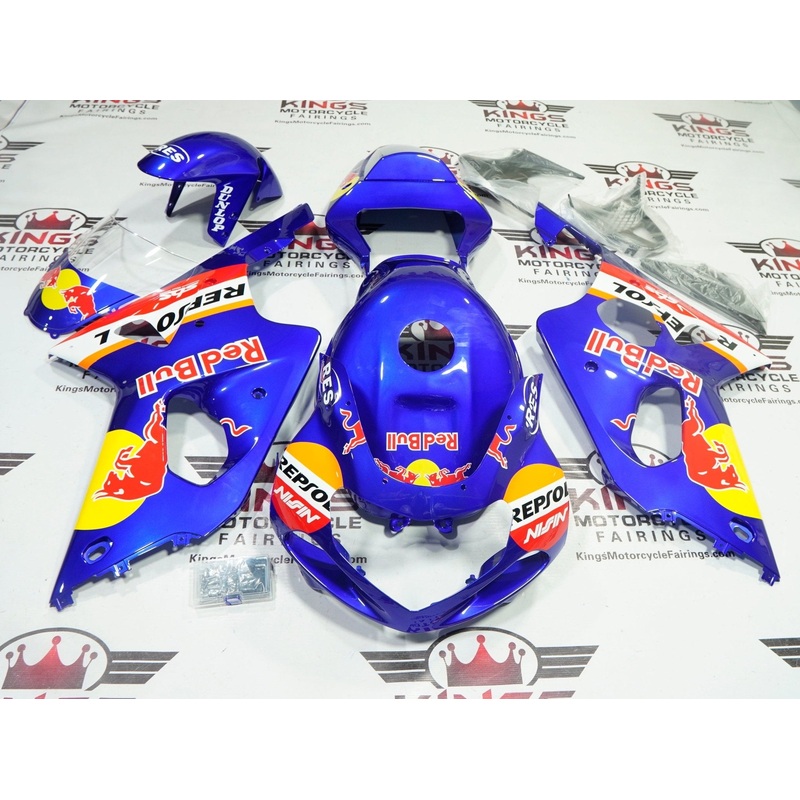 Suzuki GSXR1000 (2000-2002) Blue RedBull Fairings No Seat Cowl No Bolt Kit No Tank Cover