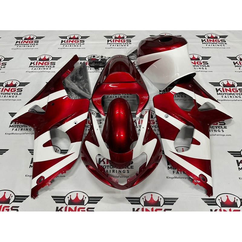 Suzuki GSXR1000 (2000-2002) Candy Red, White Fairings No Seat Cowl No Bolt Kit No Tank Cover