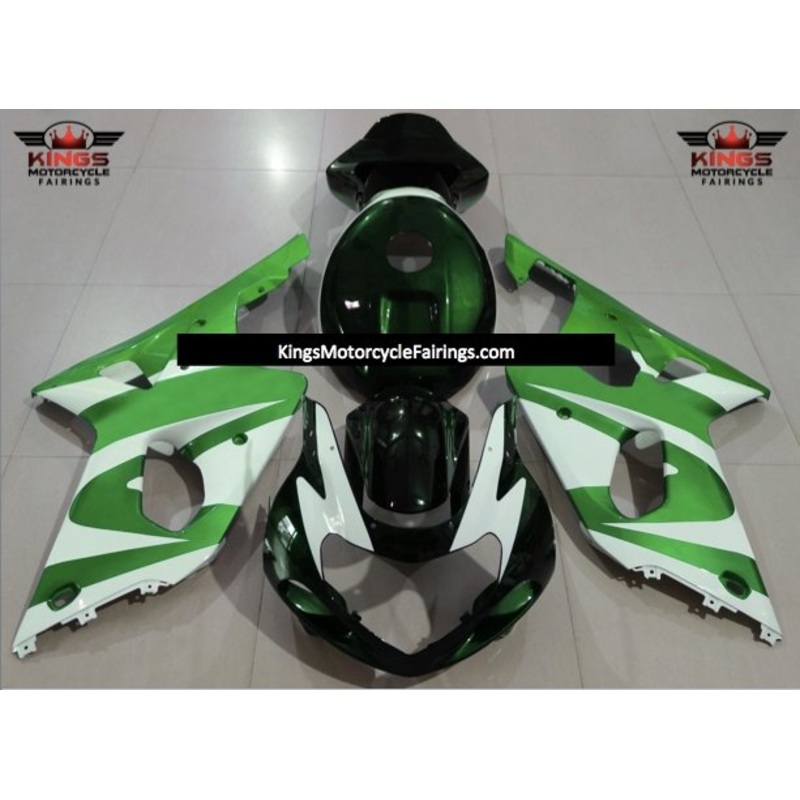 Suzuki GSXR1000 (2000-2002) Green, White and Dark Green Fairings No Seat Cowl No Bolt Kit No Tank Cover