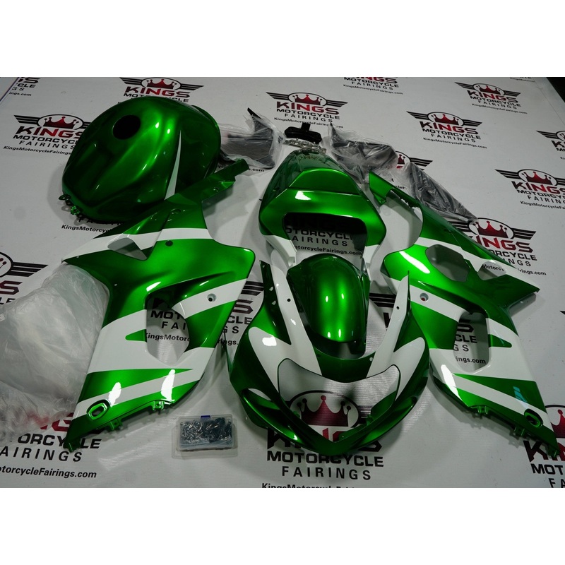 Suzuki GSXR1000 (2000-2002) Green & White Fairings No Seat Cowl No Bolt Kit No Tank Cover