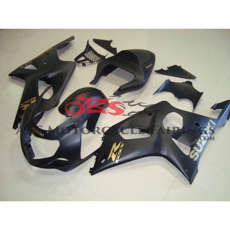 Suzuki GSXR1000 (2000-2002) Matte Black & Gold Fairings No Seat Cowl No Bolt Kit No Tank Cover