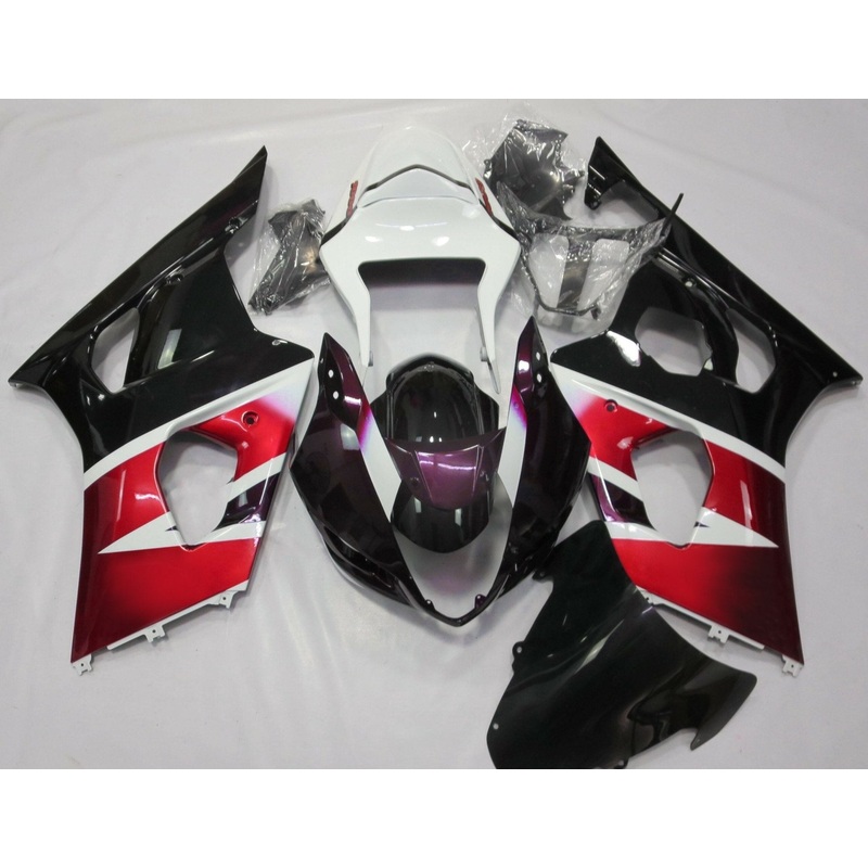 Suzuki GSXR1000 (2003-2004) Red, Purple, White, Black Fairings Clear Windscreen: Free No Seat Cowl No Bolt Kit