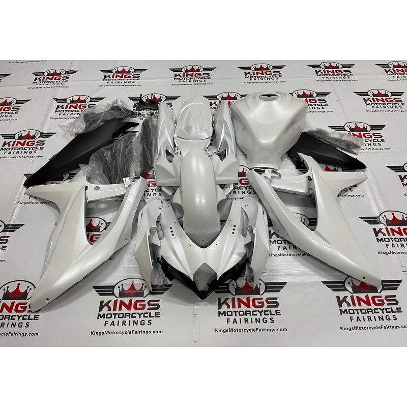 Suzuki GSXR600 (2008-2010) Pearl White, Matte Black Fairings No Seat Cowl No Bolt Kit No Tank