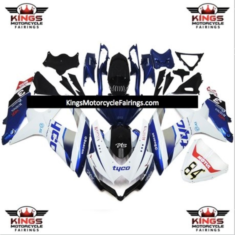 Suzuki GSXR600 (2008-2010) White, Blue & Black Tyco Fairings No Seat Cowl No Bolt Kit No Tank