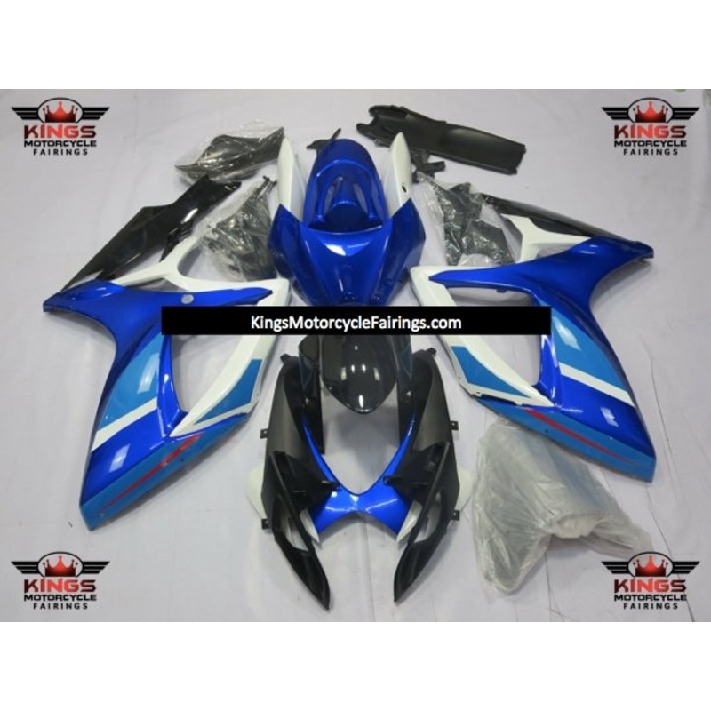 Suzuki GSXR750 (2006-2007) Black, Blue, White & Light Blue Fairings No Seat Cowl No Bolt Kit No Tank
