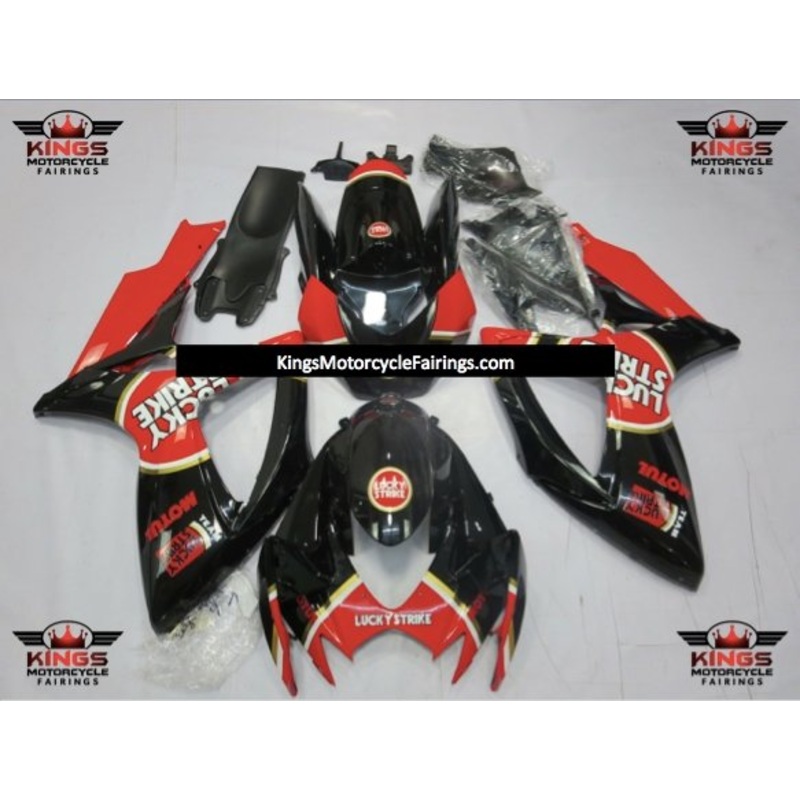 Suzuki GSXR750 (2006-2007) Black, Red & Gold Lucky Strike Fairings No Seat Cowl No Bolt Kit No Tank