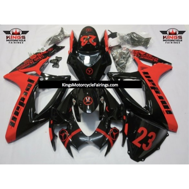 Suzuki GSXR750 (2006-2007) Black & Red Jordan 23 Fairings No Seat Cowl No Bolt Kit No Tank