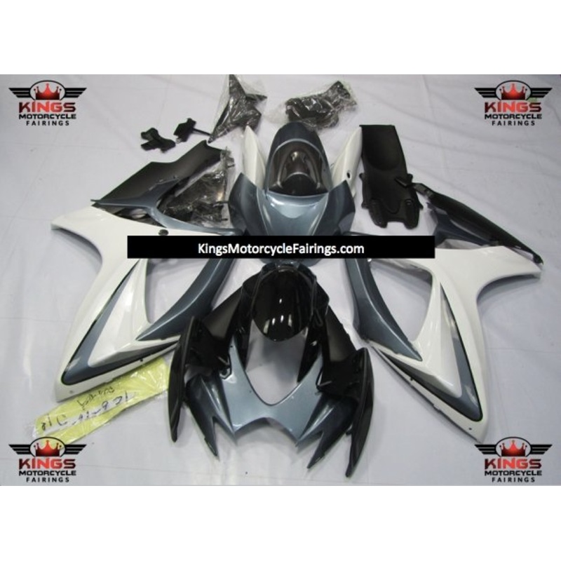 Suzuki GSXR750 (2006-2007) Gray, White & Black Fairings No Seat Cowl No Bolt Kit No Tank