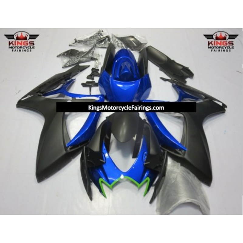 Suzuki GSXR750 (2006-2007) Matte Black, Blue & Green Fairings No Seat Cowl No Bolt Kit No Tank