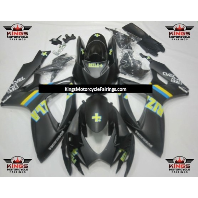 Suzuki GSXR750 (2006-2007) Matte Black, Yellow, Blue Rizla Fairings No Seat Cowl No Bolt Kit No Tank