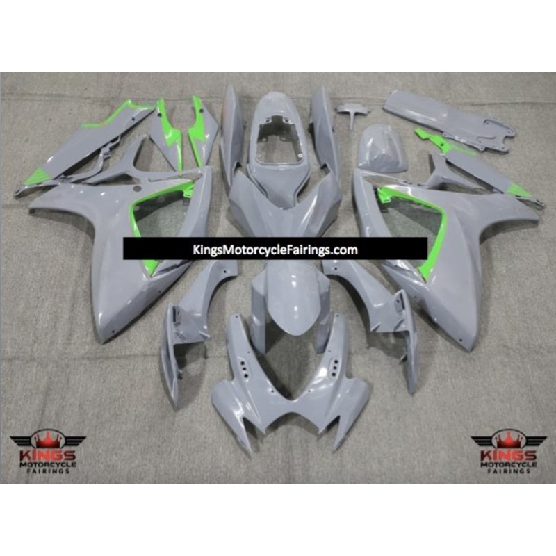 Suzuki GSXR750 (2006-2007) Nardo Gray & Green Fairings No Seat Cowl No Bolt Kit No Tank
