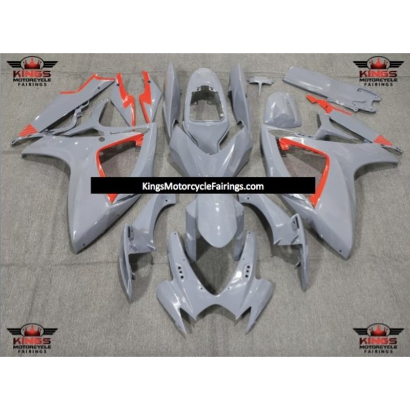 Suzuki GSXR750 (2006-2007) Nardo Gray & Red Fairings No Seat Cowl No Bolt Kit No Tank