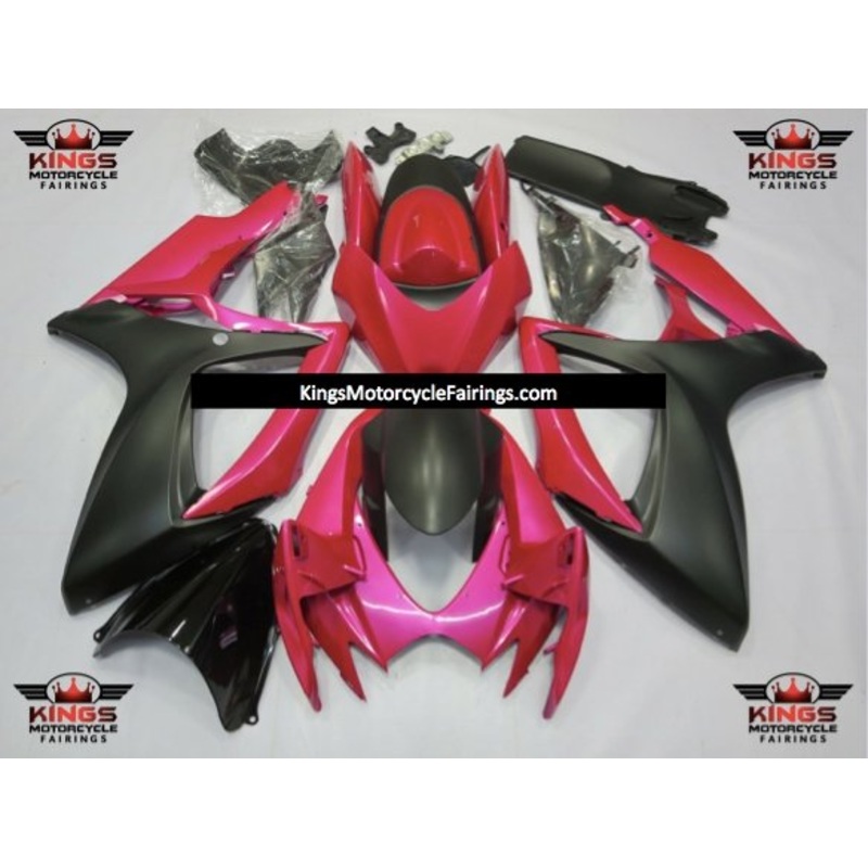 Suzuki GSXR750 (2006-2007) Pink & Matte Black Fairings No Seat Cowl No Bolt Kit No Tank