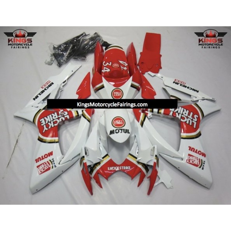 Suzuki GSXR750 (2006-2007) Red & White Lucky Strike Fairings No Seat Cowl No Bolt Kit No Tank