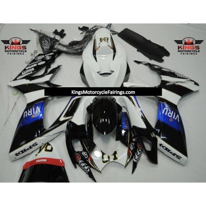 Suzuki GSXR750 (2006-2007) White, Black & Blue Viru Fairings No Seat Cowl No Bolt Kit No Tank
