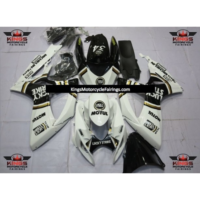 Suzuki GSXR750 (2006-2007) White, Black & Gold Lucky Strike Fairings No Seat Cowl No Bolt Kit No Tank