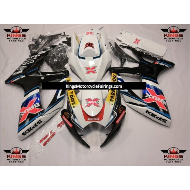Suzuki GSXR750 (2006-2007) White, Black & Red BRUX Fairings No Seat Cowl No Bolt Kit No Tank