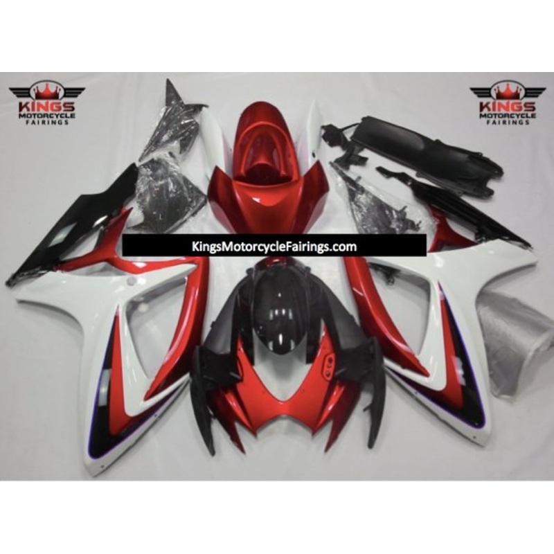Suzuki GSXR750 (2006-2007) White, Red & Black Fairings No Seat Cowl No Bolt Kit No Tank