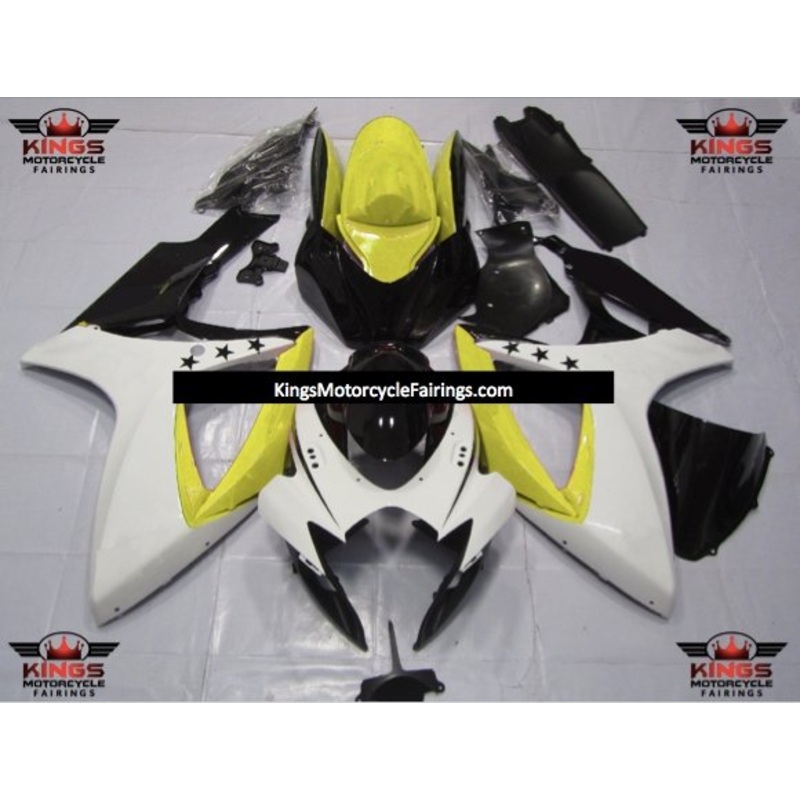 Suzuki GSXR750 (2006-2007) White, Yellow & Black Star Fairings No Seat Cowl No Bolt Kit No Tank