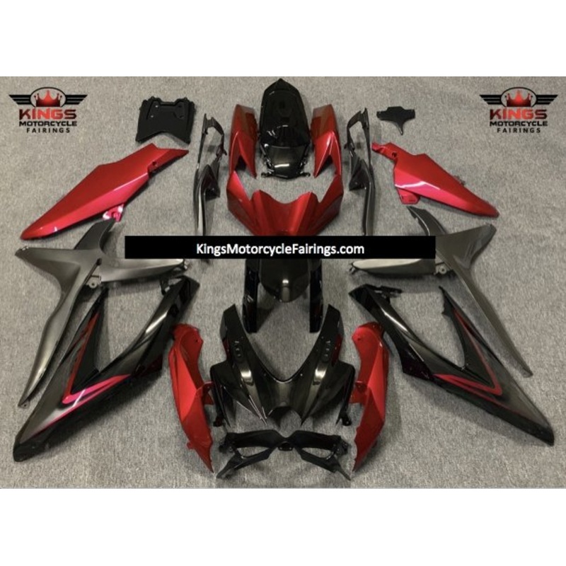 Suzuki GSXR750 (2008-2010) Black, Candy Red & Gray Fairings No Seat Cowl No Bolt Kit No Tank