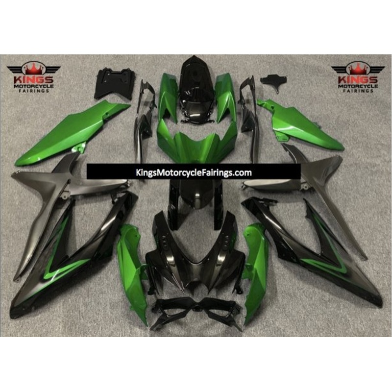 Suzuki GSXR750 (2008-2010) Black, Green & Gray Fairings No Seat Cowl No Bolt Kit No Tank