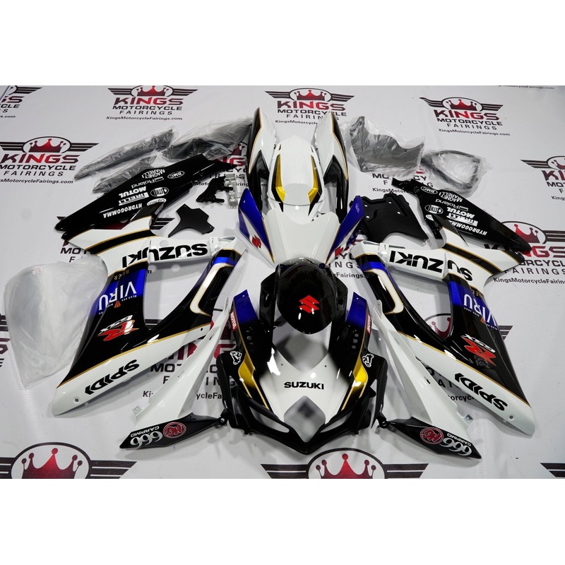 Suzuki GSXR750 (2008-2010) Black, White & Blue Viru Fairings No Seat Cowl No Bolt Kit No Tank