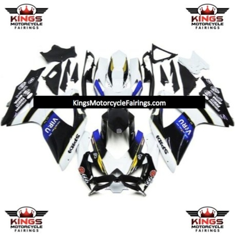 Suzuki GSXR750 (2008-2010) Black, White, Blue & Yellow VIRU Fairings No Seat Cowl No Bolt Kit No Tank