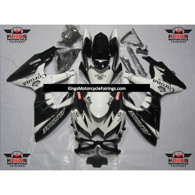 Suzuki GSXR750 (2008-2010) Black & White Corona Fairings No Seat Cowl No Bolt Kit No Tank