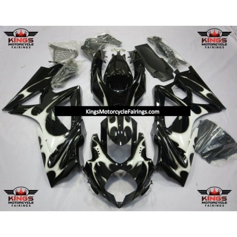 Suzuki GSXR750 (2008-2010) Black & White Tribal Fairings No Seat Cowl No Bolt Kit No Tank
