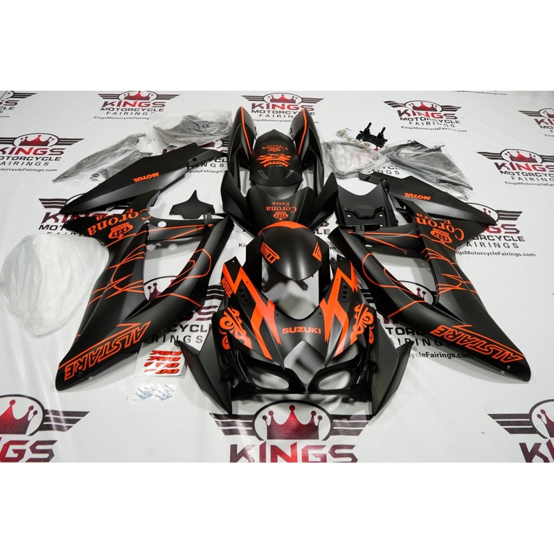 Suzuki GSXR750 (2008-2010) Matte Black & Matte Orange Tribal Corona Fairings No Seat Cowl No Bolt Kit No Tank
