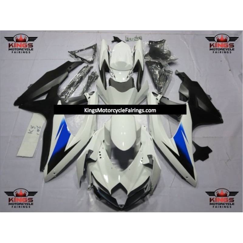 Suzuki GSXR750 (2008-2010) White, Black & Blue Fairings No Seat Cowl No Bolt Kit No Tank
