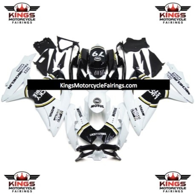 Suzuki GSXR750 (2008-2010) White, Black & Gold Lucky Strike 79 Fairings No Seat Cowl No Bolt Kit No Tank